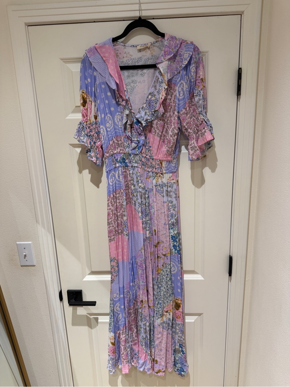 SPELL Cha Cha Patchwork Midi Gown — Jacaranda — Size S